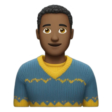 Man in blue and yellow sweater sticker