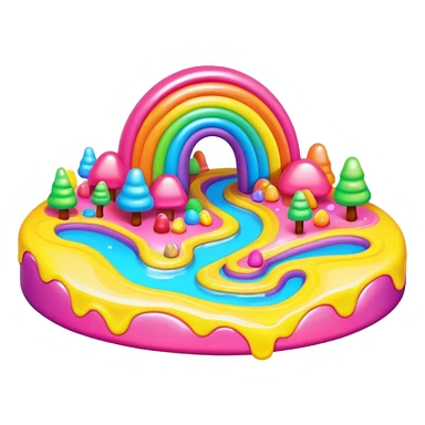 melting neon rainbow candy land landscape sticker