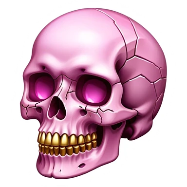 gemstone skull crystal gold pink sticker