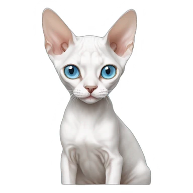 Slim white devon rex with light blue eyes working notebook sticker
