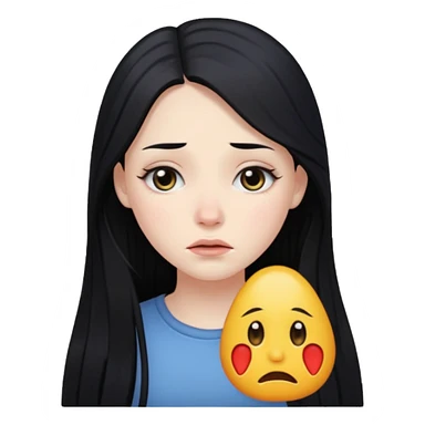 pale girl with long black hair teary eyes sticker