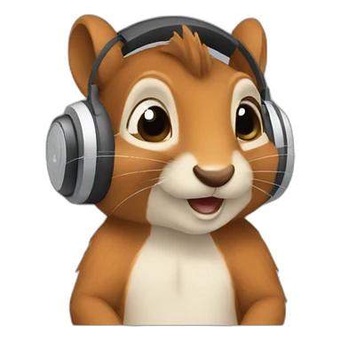 headphones studying squirrel sticker