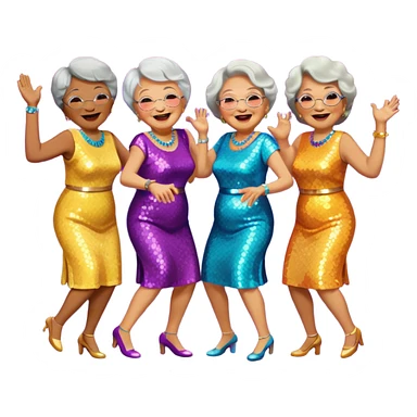 Grandmas dancing in disco party  sticker