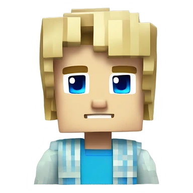 Blond Minecraft boy with blue eyes  sticker