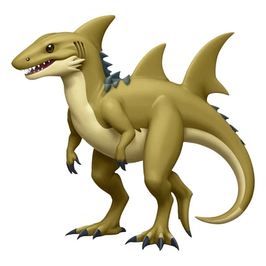 Muddy Swampy Glossy Oily Smooth Sergal-Wickerbeast-Protogen-Primagen-Shark-fusion-animal-Fakemon-hybrid-creature, full body   sticker