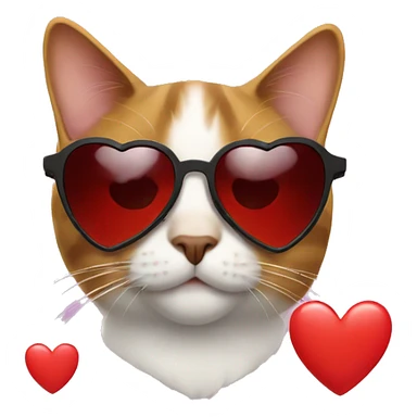 cat wearing heart shaped sunglasses sticker