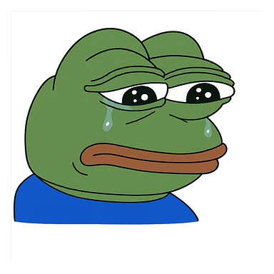 sad Пэпэ meme with teary eyes and a frown sticker