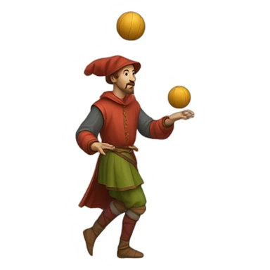 medieval juggler juggling 4 same-sized balls over them sticker