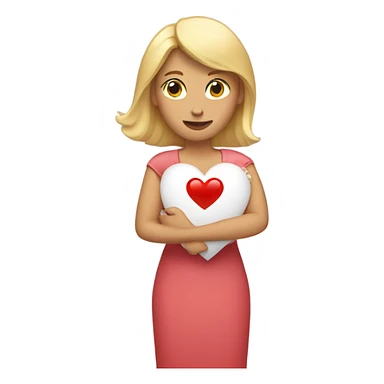 Blonde Mother holds her  big heart in her arm sticker