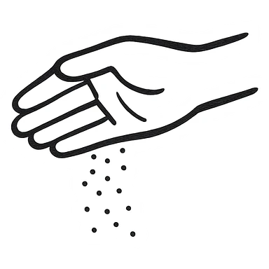 a hand shaking out sugar, clear and expressive sticker