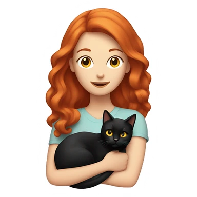Red haired women holding a black cat sticker
