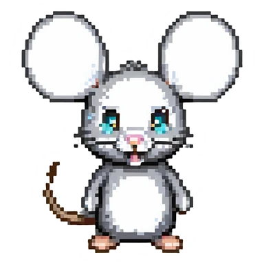 Pixelated mouse character with big ears sticker