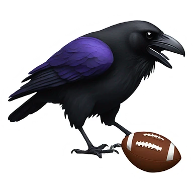 Raven eating a football sticker
