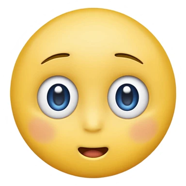classic round yellow emoji face, iOS/Apple-style, anime shock expression, upper half shaded with dark blue, large round eyes, straight mouth, cute and emoji-like sticker
