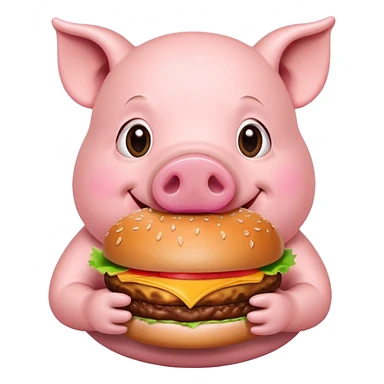 Piggy eating a burger sticker