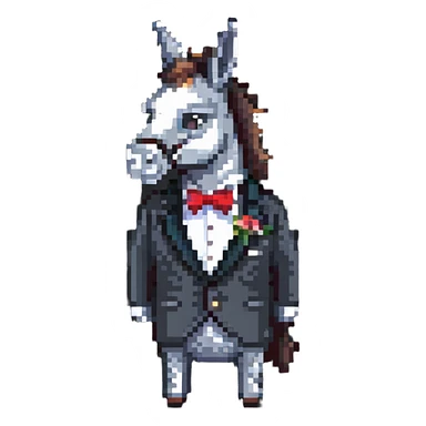 donkey wearing a tuxedo sticker