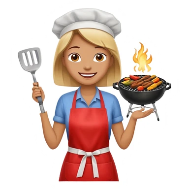 woman grilling bbq with apron sticker
