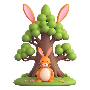 a very large tree shaped like a giant rabbit sticker