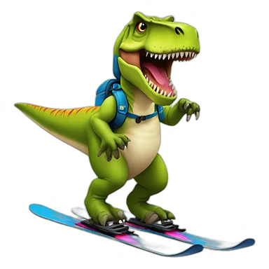 T-Rex sur des skis sticker