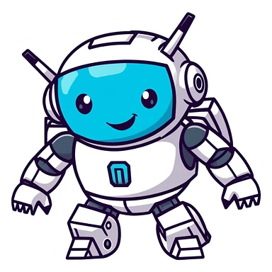 futuristic transformer robot with a big grin laughing sticker