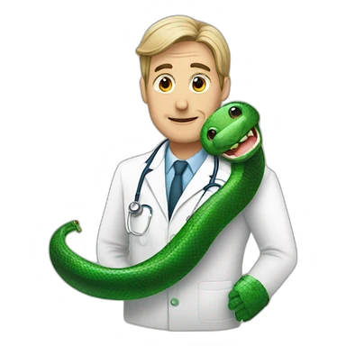 His doctor is in the form of a snake sticker