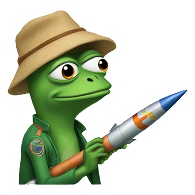 pepe with rocket  sticker
