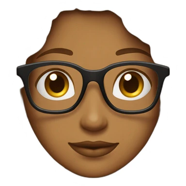 haz un emoji de un hermosa de 25 años de piel morena y cabello castaño obscuro que use lentes de pasta negra sticker