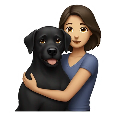 Brunette hugging big black dog sticker