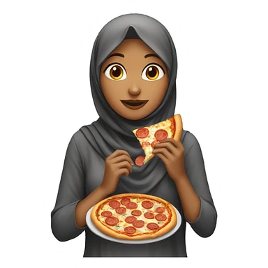 A girl with hijab eating pizza sticker