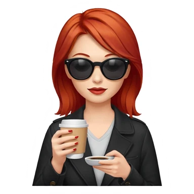 sunglasses red hair woman drink coffee sticker