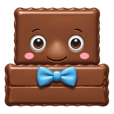 A chocolate with a tie and eyes sticker