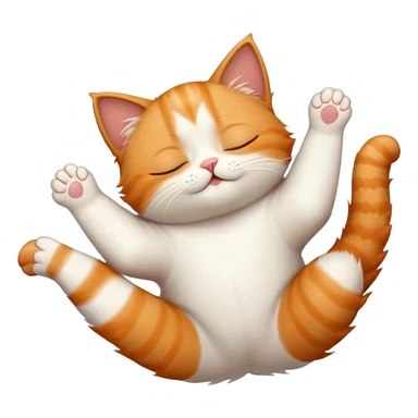 ginger and white small cat in funny positions upside down with eyes closed sticker