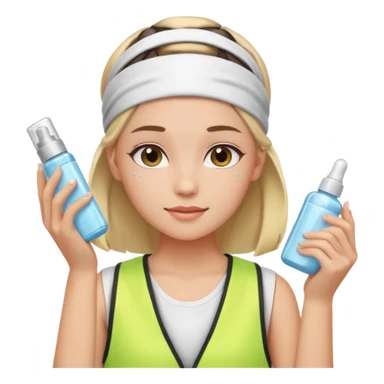 Clean girl aesthetic emoticons, apply skincare products, headband, glowing skin, vest, soft lighting
 sticker