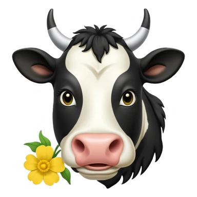 pantomime friesan cow with buttercup in mouth sticker