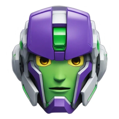 purple and green gundam mecha face sticker