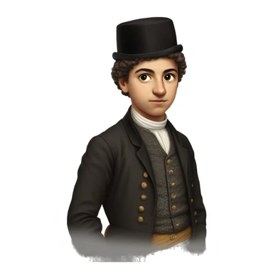 19th century Turkish teenager without a hat photorealistic serious sticker