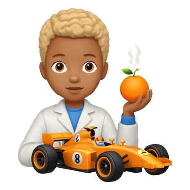 black kid playing orange colored formula 1 toy sticker