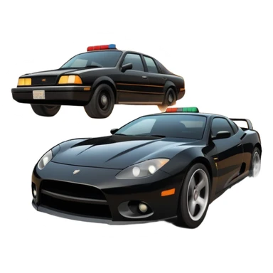 An icon showing an action-packed scene with a character driving a fast car through a bustling city, inspired by GTA 4. The design features dynamic movement, with explosions and chaos in the background, symbolizing high-speed chases and intense action. Transparent background. sticker