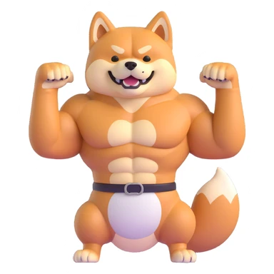 shiba inu, with muscles and abs sticker