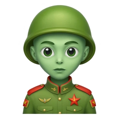 alien, wearing cccp soldier custome, half body sticker