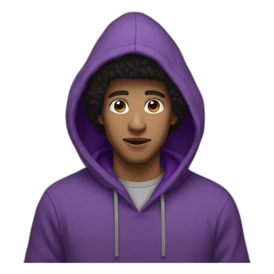 light skin tone guy with a purple hoodie and a big black afro and brown eyes sticker