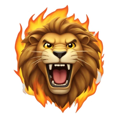 The face of an angry lion, fire burning all around.  sticker