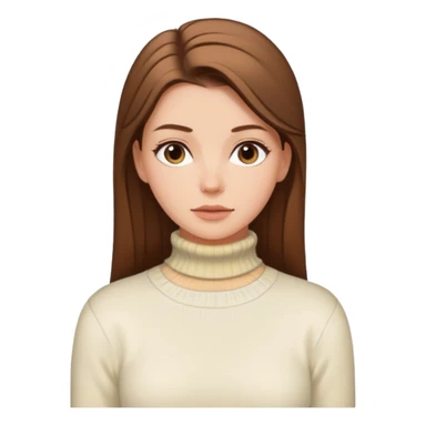 Chica blanca, pelo castaño muy largo recogido, jersey de invierno iniqui de cuello vuelto sticker