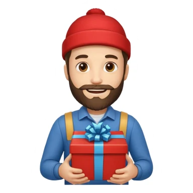 bearded man courier holding gift box sticker