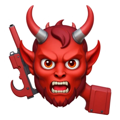Emoji de cara de demonio agarrando una glock 18 sticker