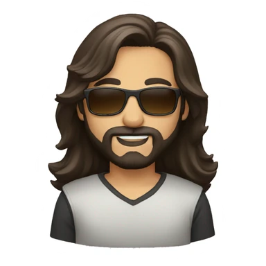 Darkbrown Long dutted hair, male, beard,sunglasses sticker