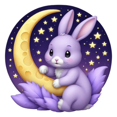 Lavender bunny holding a moon 🌙 🐰 sticker