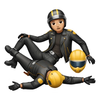 a motorcyclist lying on the ground who has just fallen sticker