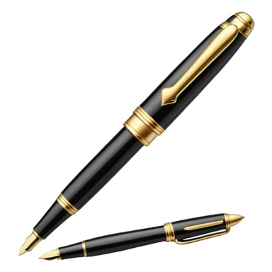 3D perspective academic premium golden luxury black Fountain Pe sticker