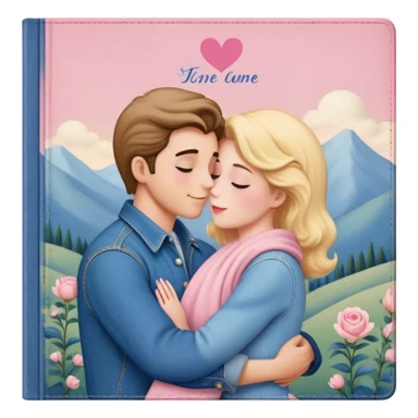 an old vintage romance book with an old cover in light pink and denim blue sticker